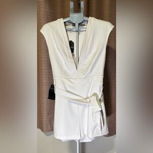 bebe White Plunge V-Neck Romper